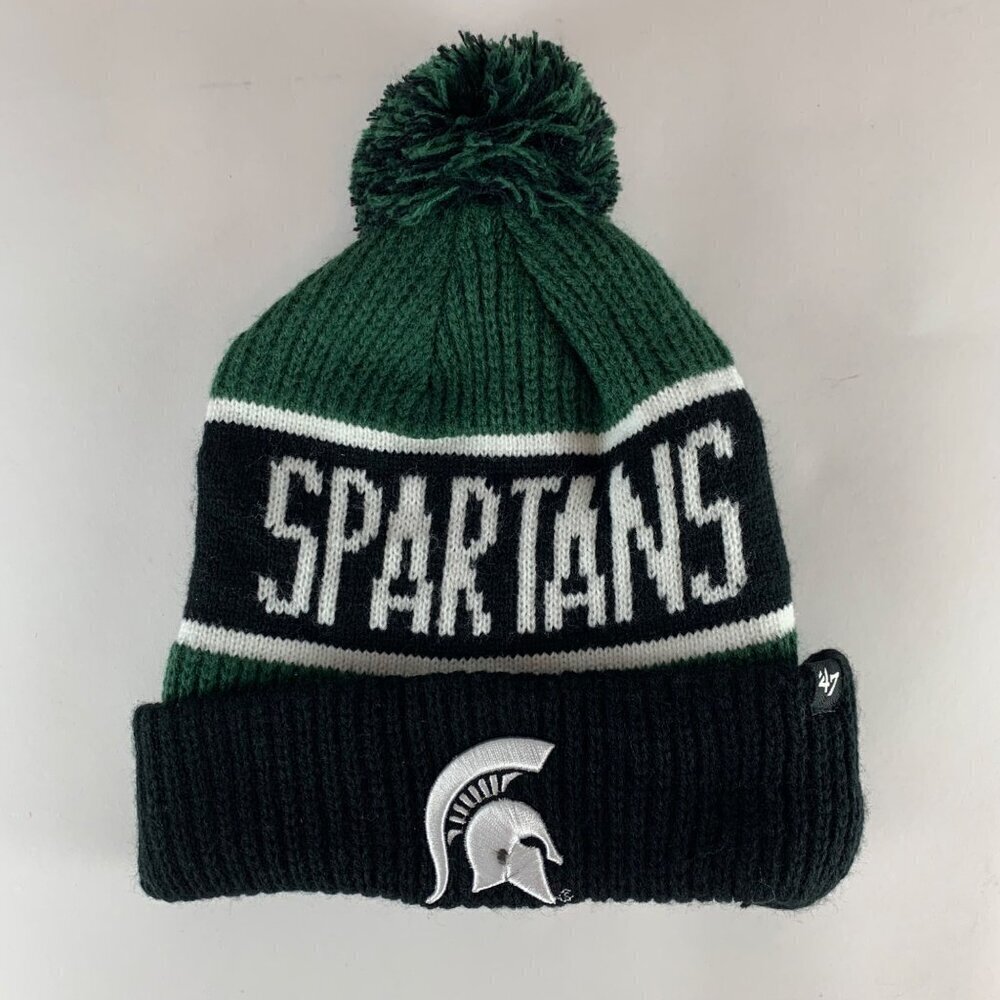 Michigan State Spartans NCAA Green Black 47 Brand Knit Pom Beanie